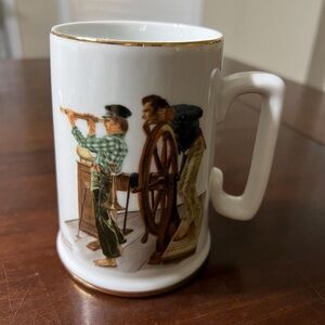 Vintage Norman Rockwell gold trim Mug